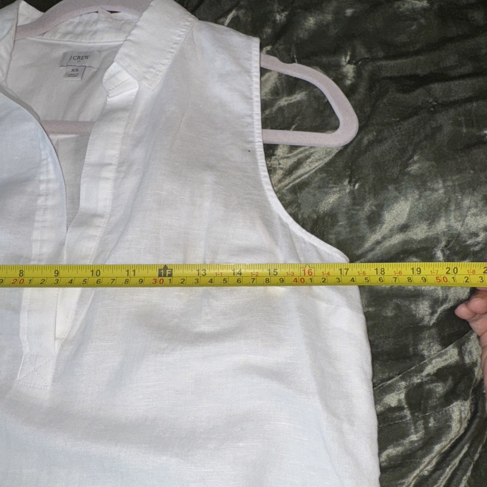 J Crew Tunic Top Women's Size XS White Linen Cotton Sleeveless Split ...