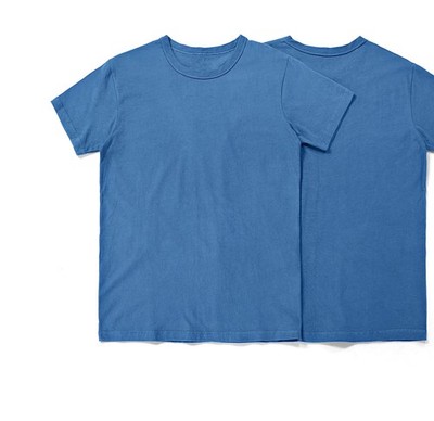 Vintage Herren Crew Neck Shirt Indigo Dye Summer Work Cotton Blue Casual T-Shirt