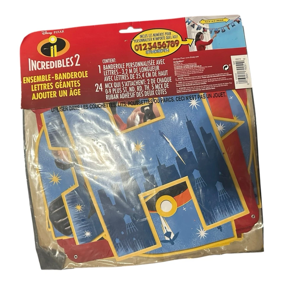 Increíbles 2 Película Feliz Cumpleaños Jumbo Letra Banner Kit Fiesta Celebrar Foto 4 de 4