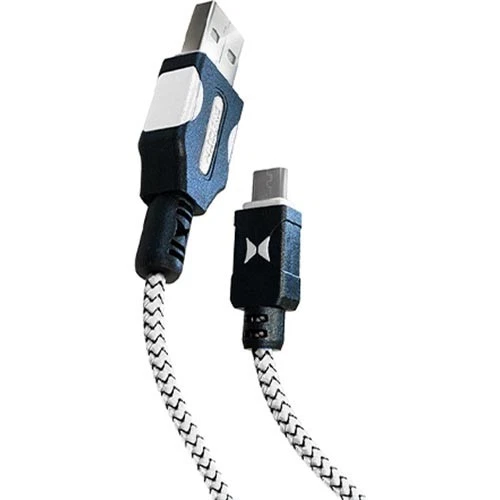 Cable de carga y sincronización micro USB trenzado Xtreme de 6 pies (negro y gris) XAS8-1013-BLY Foto 3 de 4