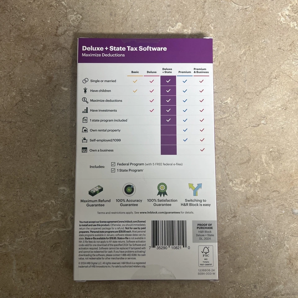 NEW H&R Block Tax Software Deluxe + State 2024 PC/Mac - Image 2 of 2