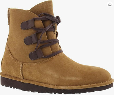 UGG Women s Elvi Brown Suede Lace Up Ankle Boots Size US 11