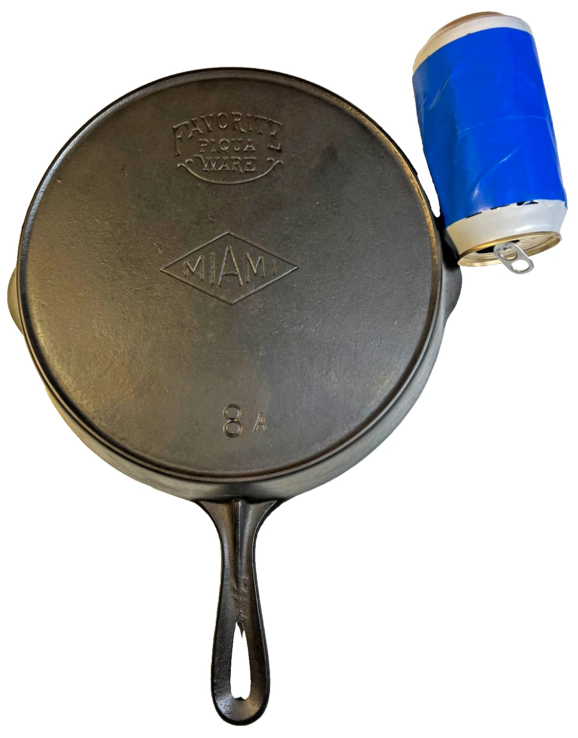 RARE Favorite Piqua Ware [ Ohio ] Miami Maimi Diamond Cast Iron Skillet Pan FLAT