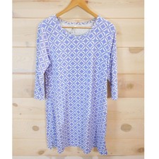Lulu-B Women's size L Dress Periwinkle Blue 3/4 Sleeve Coastal Cruise Geometric