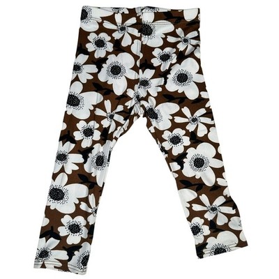 Dot Dot Smile Brown White Flower Daisy Toddler Girls Floral Leggings 12/24 M LLR