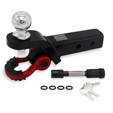 Heavy Duty 2-in-1 Trailer Hitch Ball Mount with Tow Shackle & Pin Clip