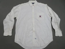 Vtg Polo Ralph Lauren Shirt Mens Large Golf Bear Pocket Crest White Button Down
