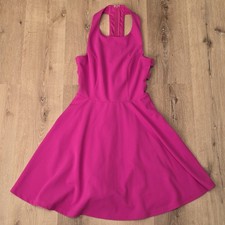 Lulus Call Back Fuchsia Pink Backless Fit and Flare Skater Mini Dress Size M