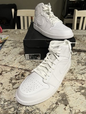 Jordan 1 Mid Triple White Men's - 554724-130 Size 15 | eBay