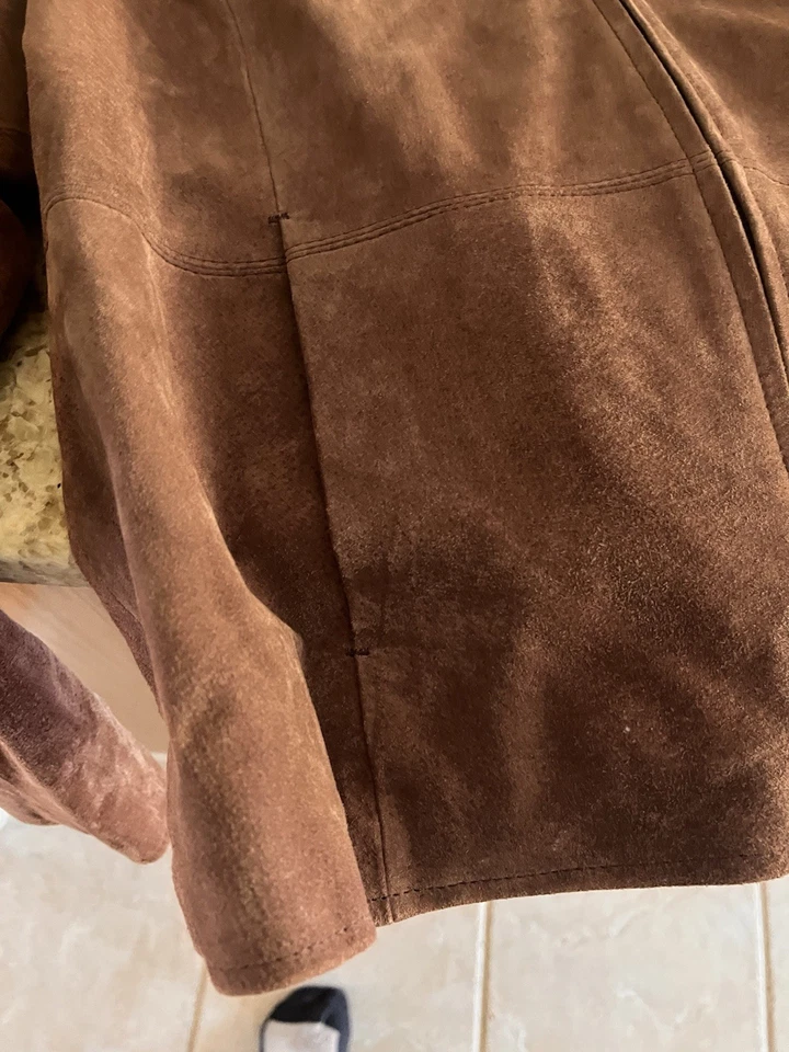 Chaqueta Mujer Cuero Gamuza Malva Bordada XL Nueva Sin Etiquetas Foto 4 de 4