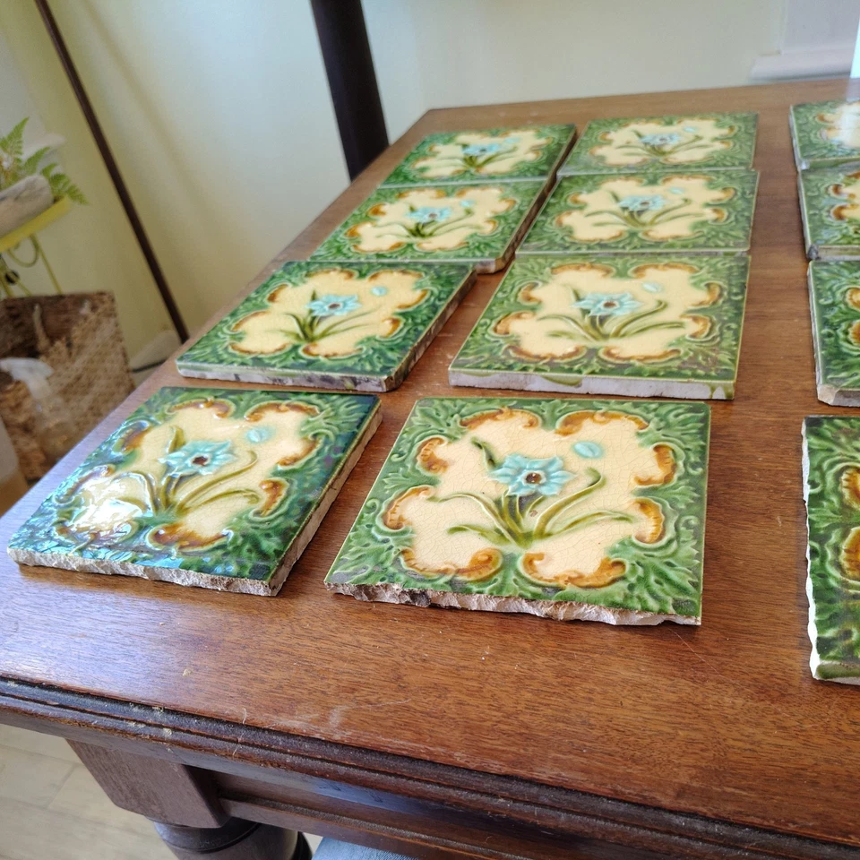TILE MAJOLICA ART NOUVEAU ENGLAND  ARCHITECTURE set of 12 - Image 4 of 4