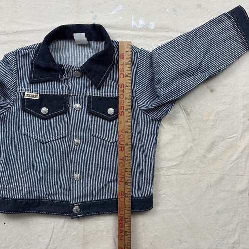 Vintage Sears Toughskins Denim Blue Jean Jacket Kids Youth Size 6 Hickory Stripe - Picture 3 of 6