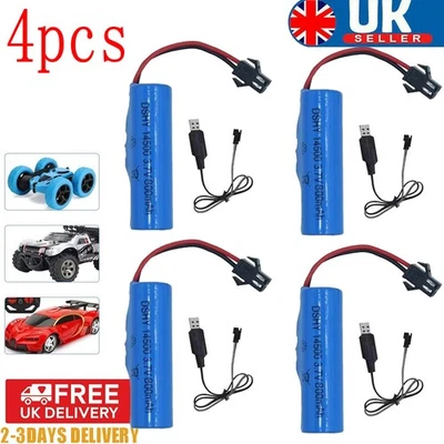 4pc 3.7V 800mAh Lipo Battery with USB Charger Cable for RC Car Vehicle Boat uk
