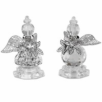 2Er Set Dekofiguren Engel H. 8Cm Silber Klar Aus Acryl Formano W25