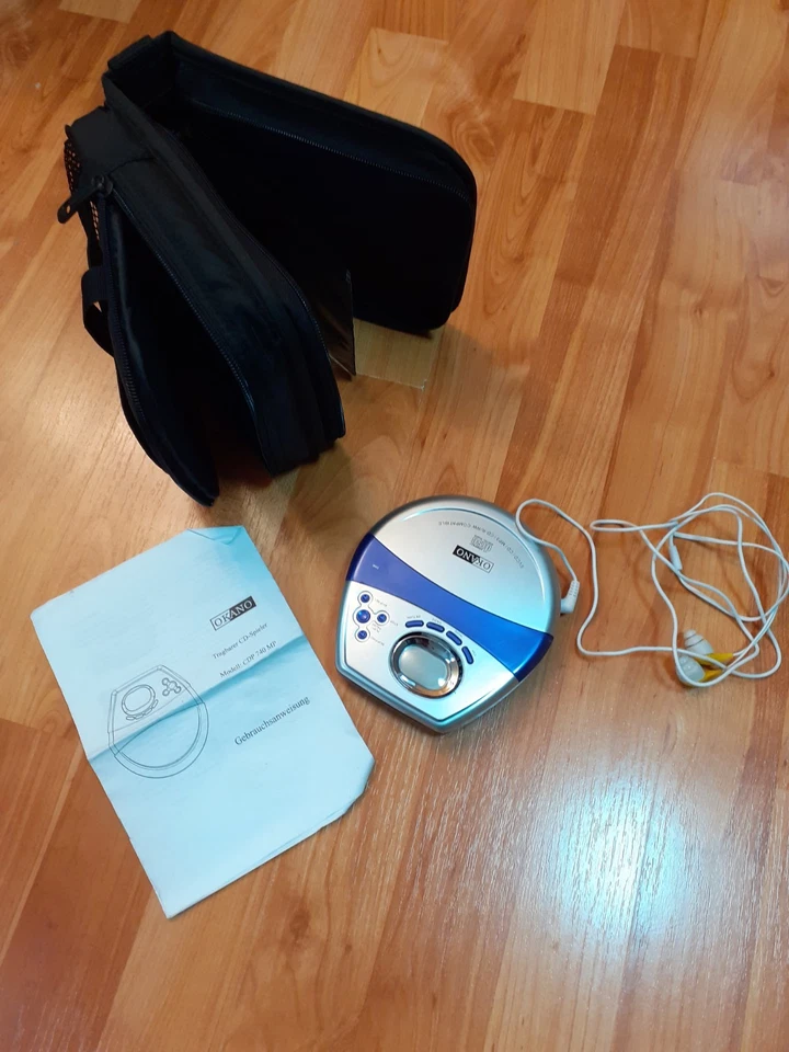 Okano portable Discman CDP 740 mit Kopfhörern und Aufbewahrungstasche
