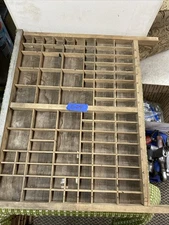 Vintage Wood Printers Drawer Letterpress Tray Shadowbox 19.5”X21.75”  D-24