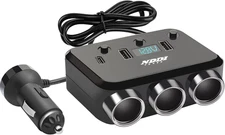 Cigarette Lighter Splitter, 12V/24V 3-Socket Vehicles Adapter with QC 3.0A Dual 