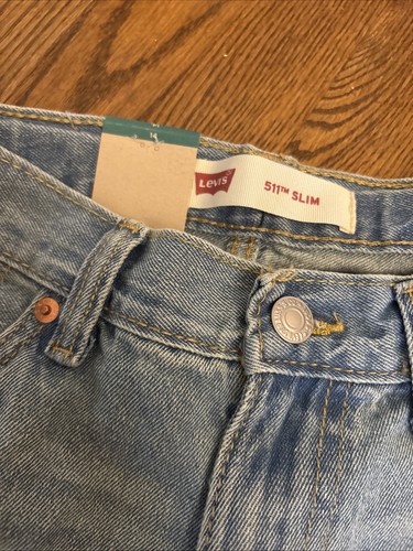 Levi's Boys 511 Slim Distressed Long Denim Shorts Size 14 NWT - Picture 2 of 5