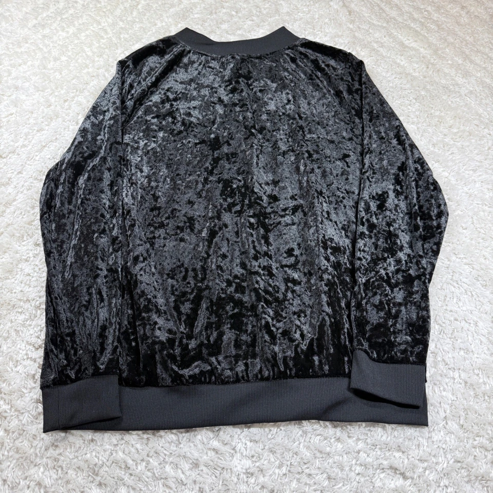 NWT Daisy Fuentes Bomber Jacket Women's Large Black Crushed Velvet Whimsigoth - Image 2 of 4