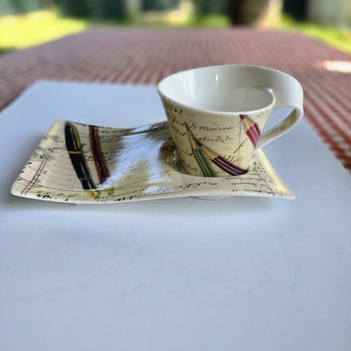 Villeroy & Boch New Wave Notepad and Pens Espresso Cup And Plate Set Germany - Picture 3 of 16