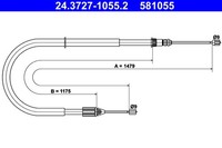 Handbremsseil Seilzug FÜR Renault - Ate 24.3727-1055.2