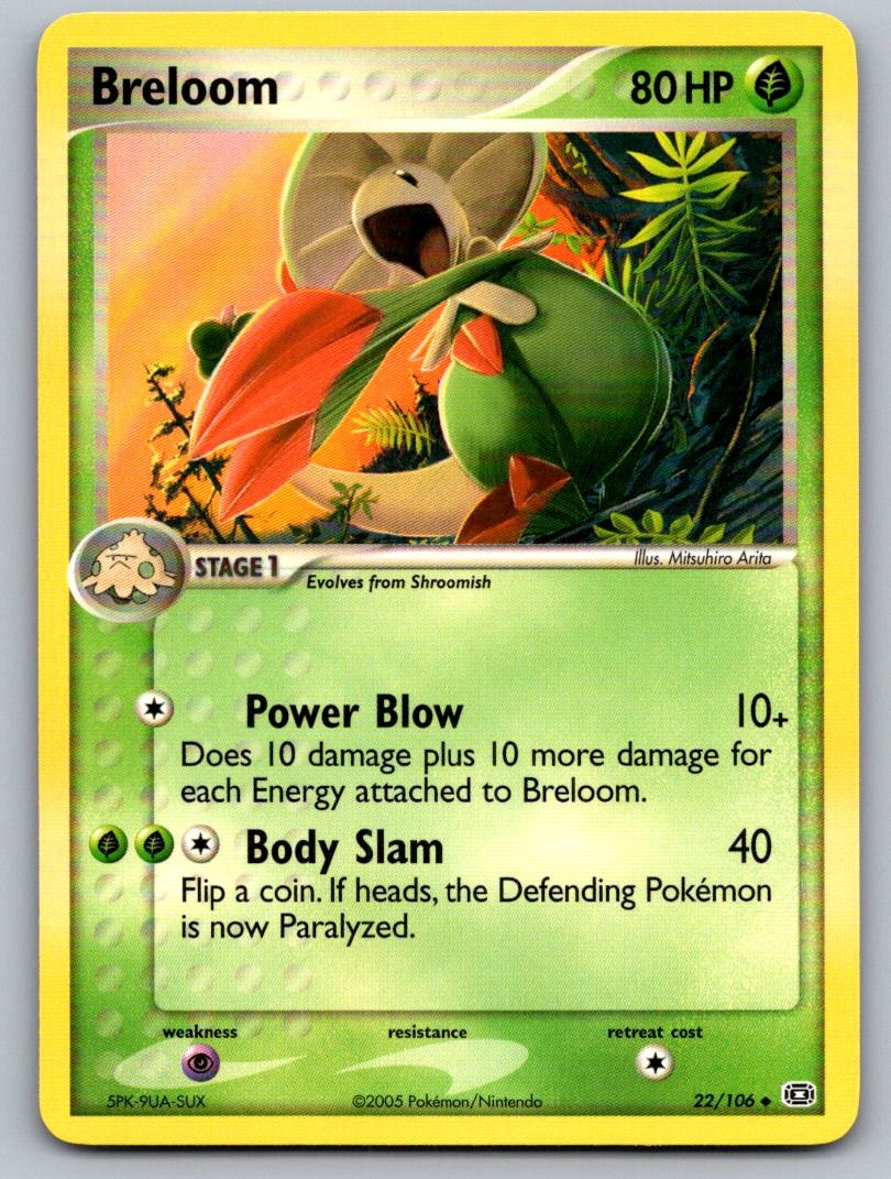 Pokemon TCG Breloom Uncommon EX Emerald 22/106 NM Mitsuhiro Arita