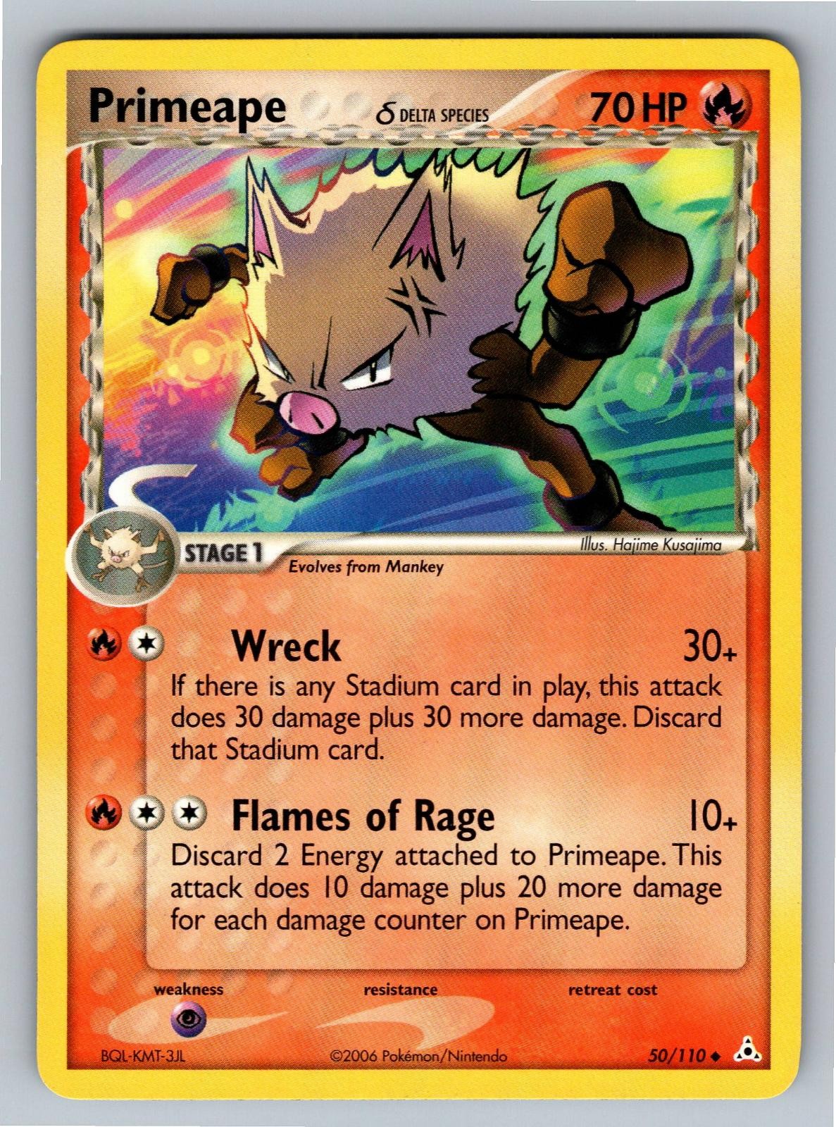 Primeape 50/110 Uncommon Holon Phantoms Pokemon Lightly Played