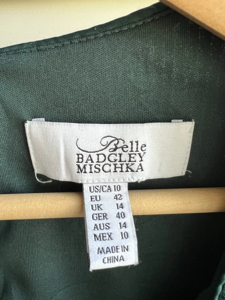 Belle Badgley Mischka Size 10 Sequin Wrap Mini Dress Emerald Green Party Holiday - Image 4 of 4