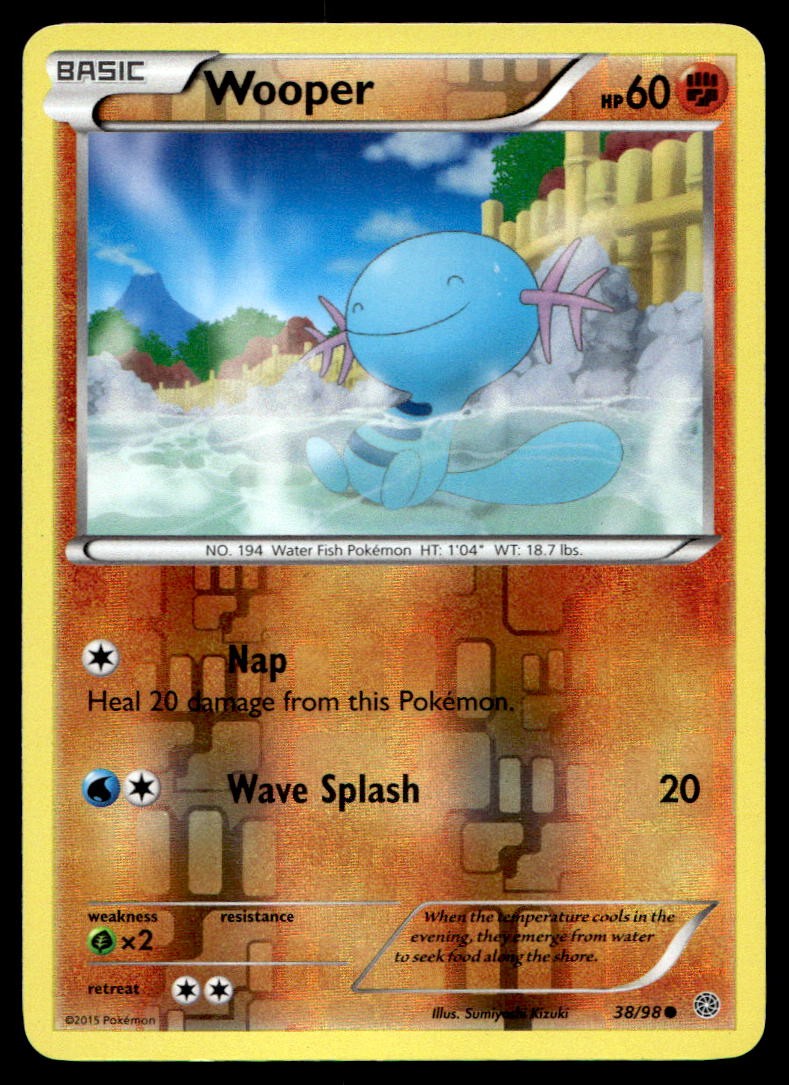 Wooper 38/98 Common Ancient Origins Pokemon Reverse Holo Lightly Played