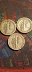 1935 S, 1936 S,  1939 P  Mercury Dimes 90% Silver 10C