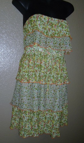 Lulumari Women's MEDIUM Dress Strapless Tiered Boho Floral Cinched Waist NWT - Picture 2 of 12