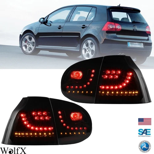 For 2006-2009 Volkswagen GTI GEN 5 /Rabbit Tail Lights Chrome Red Brake Lamp