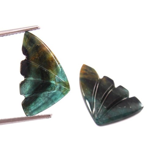 Loose Gemstone Natural Bio Tourmaline Hand Carved Butterfly Wings A1141 - Picture 3 of 3