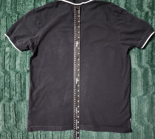 Pepe Jeans Black Polo Shirt With White Stripes Union Jack Flag Sz Medium - Picture 8 of 10