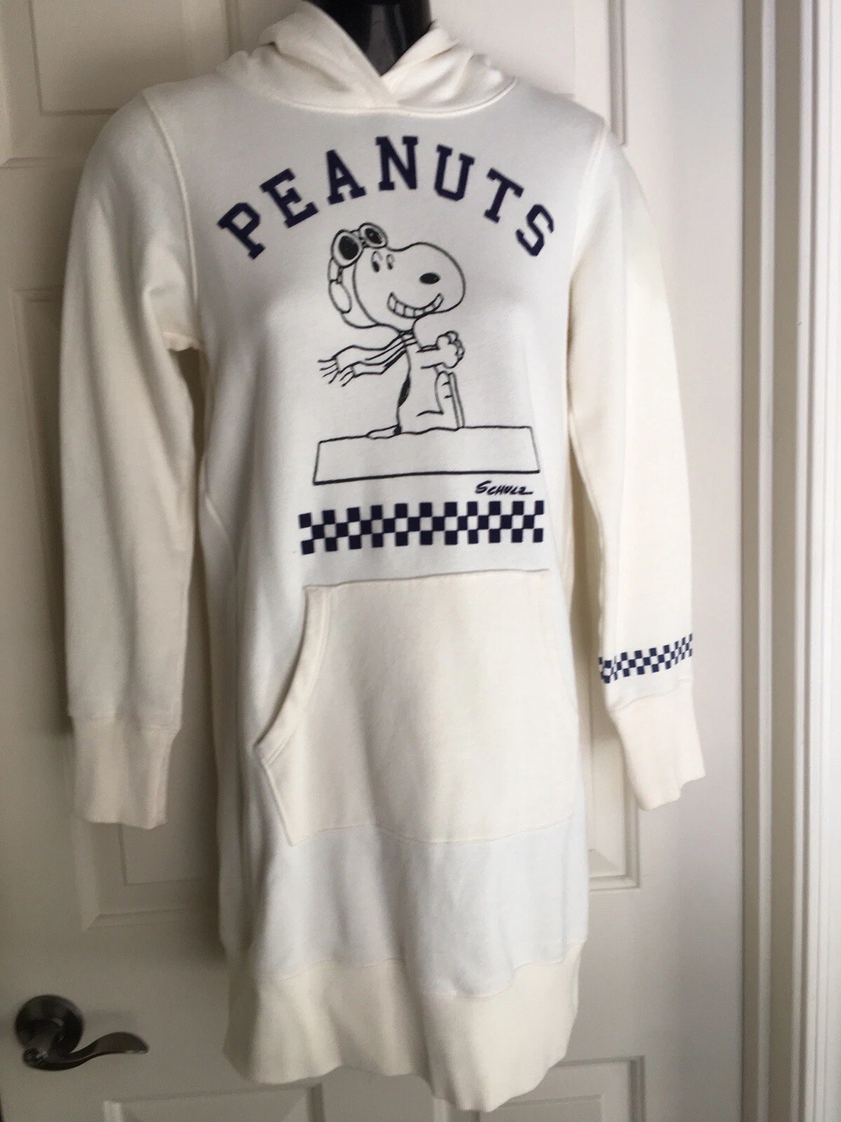 OFF WHITE Abito felpa vintage Peanuts Snoopy Uniqlo taglia small bianco sporco Snoopy us intime ottimeioni
