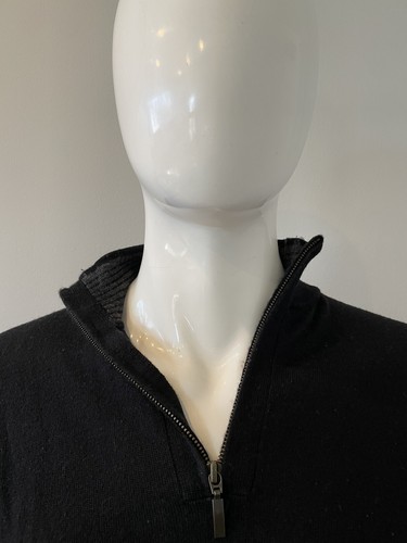 Club Room Men's Black Quarter-Zip Merino Wool Blend Sweater Size L A112* - Picture 2 of 7