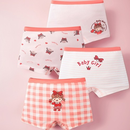 Girls Cotton Boxer Briefs 4 Pack Cartoon Pattern Breathable Boy Shorts Underwear - Picture 7 of 23