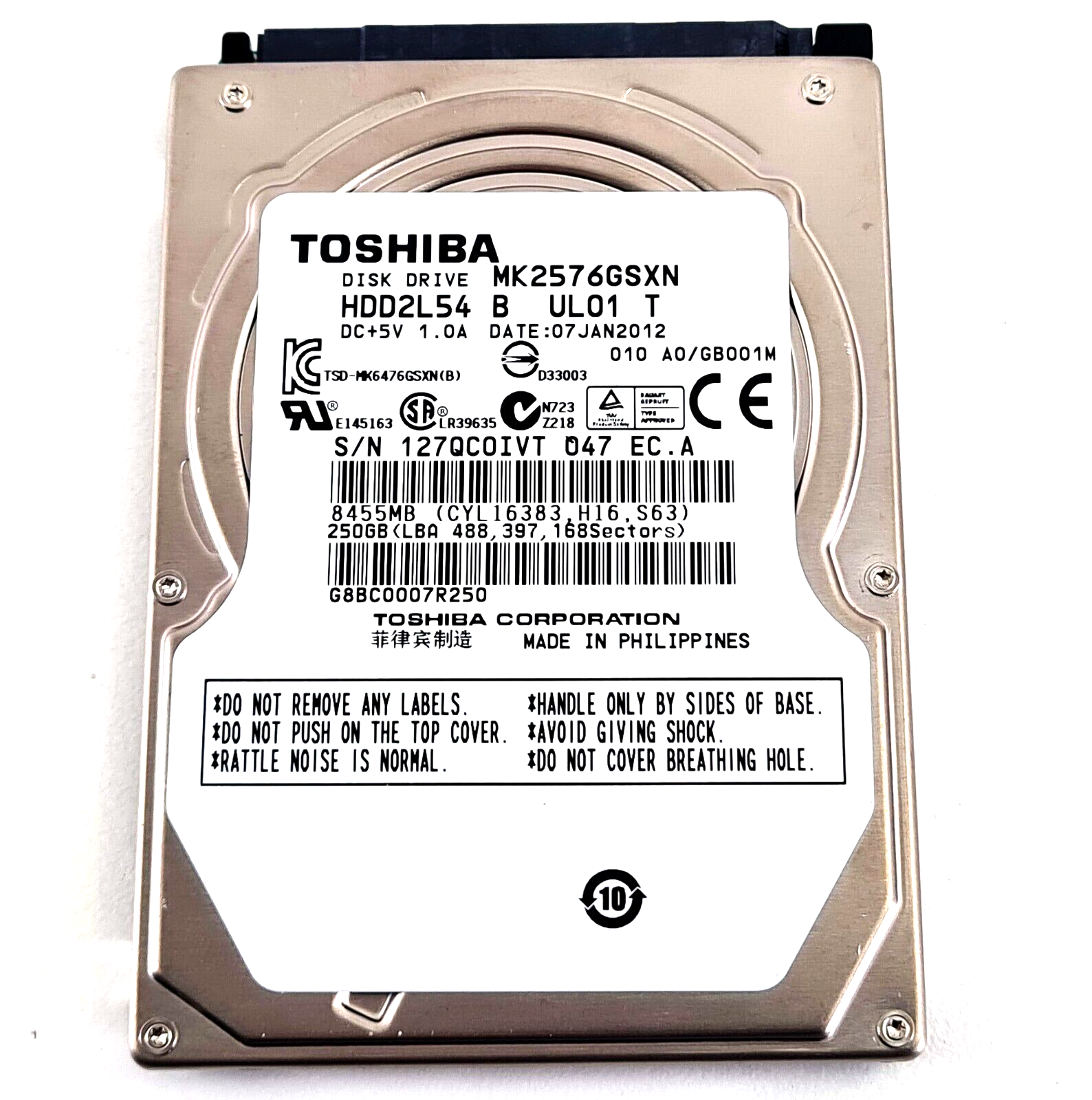 250GB SATA-II 2.5"" 9.5mm 5400RPM 3Gb/s HDD - MK2576GSX