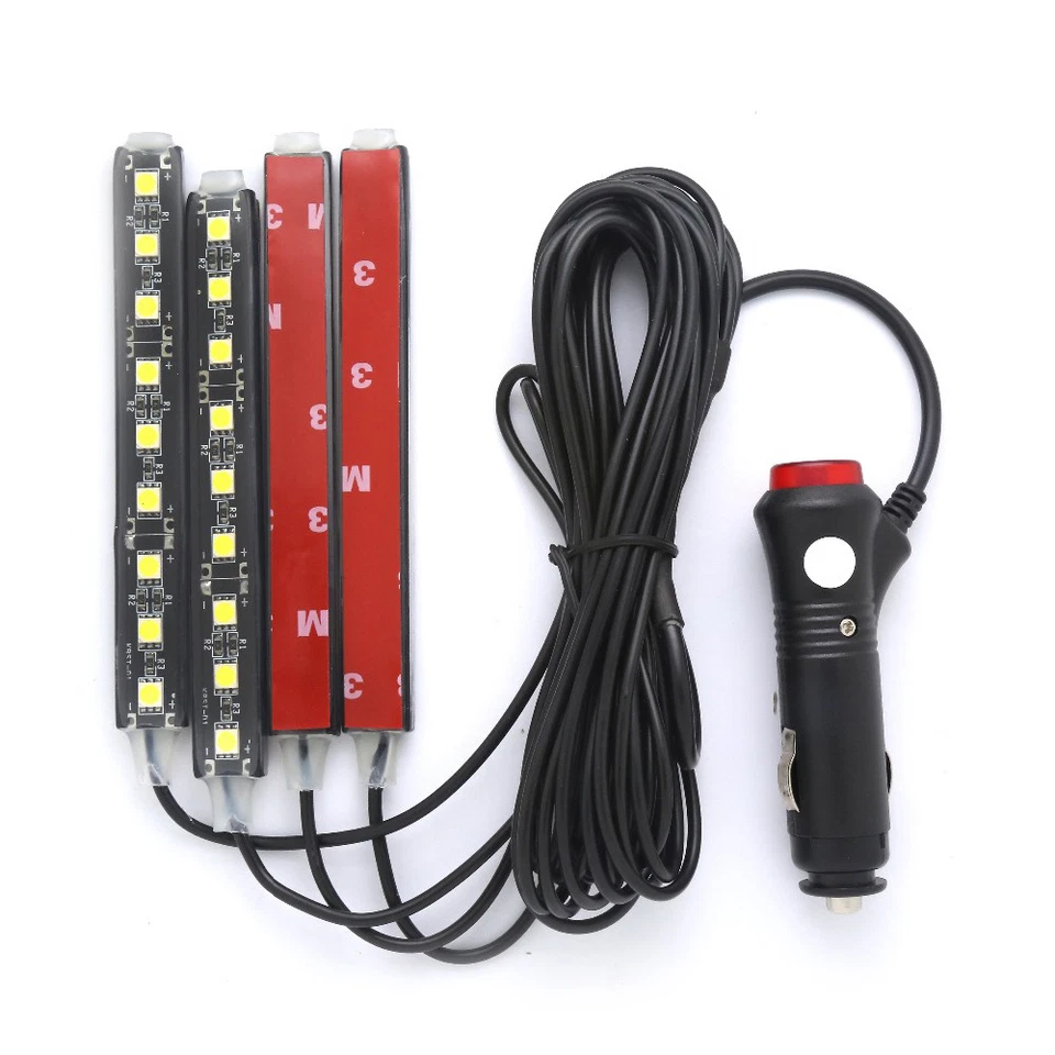 4x Blue 9 LED Charge Car Interior Accessories Foot Car Decorative Light Lamps - Image 2 of 4