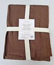 Willilams Sonoma Linen Double Hemstitch Table Runner 16" x 108" Brown NWT 