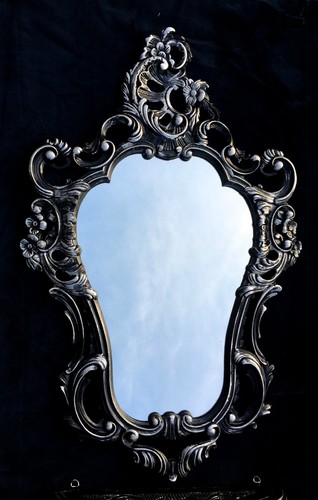 Wandspiegel Schwarz Silber Barock mit Wandkonsole Antik 50X76 Spiegelablage Neu - Bild 6 von 12