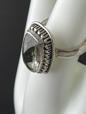 Faceted Prasiolite Ring Sterling