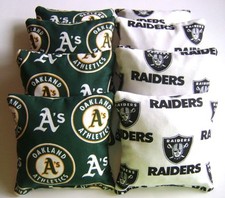 OAKLAND ATHLETICS  RAIDERS CORNHOLE BEAN BAGS SET OF 8 TOP QUALITY TOSS GAME W