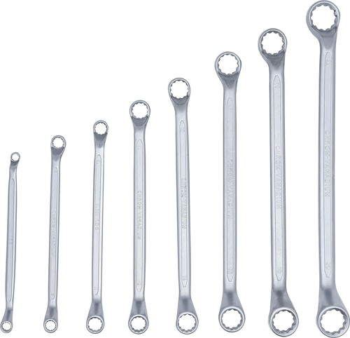 SERIE SET DI 8 CHIAVI POLIGONALI CROMATE DOPPIE SATINATE DOPPIO ANELLO PROFONDO - Foto 6 di 9