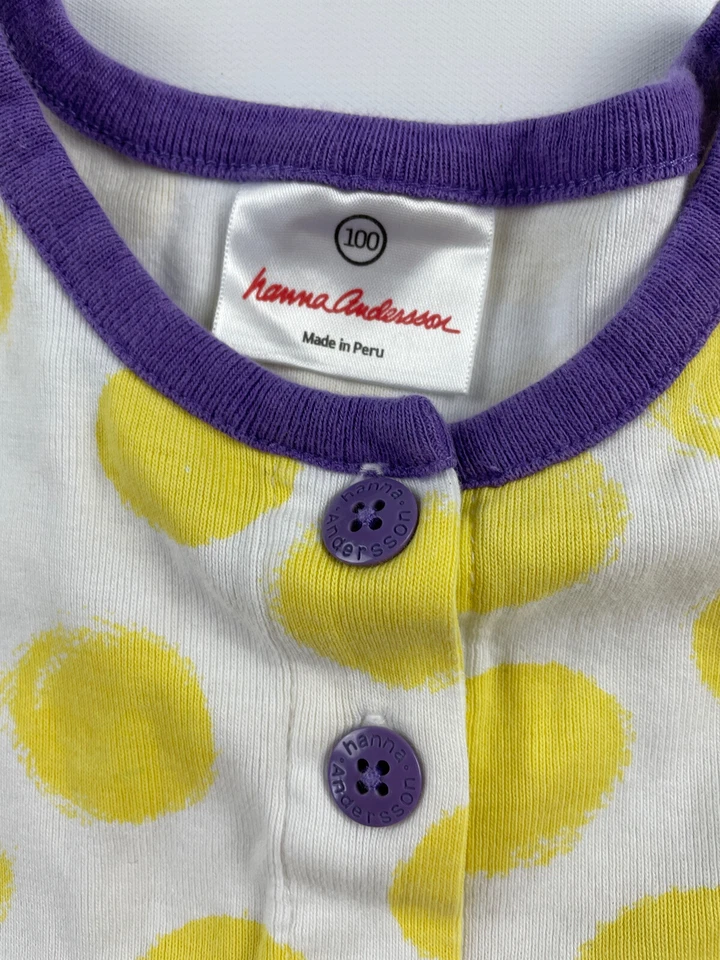 Vestido corto Hanna Andersson para niñas pequeñas 100 botones blancos amarillos a lunares Slv Foto 3 de 4