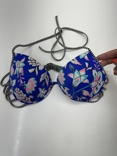 Shade and Shore Womens Swimsuit Bikini Top Padded Push Up Blue Floral