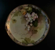 SIGNED NIPPON / NORITAKE GRN WREATH DOUBLE HANDLED SERVING PLATE WITH GRAPES!