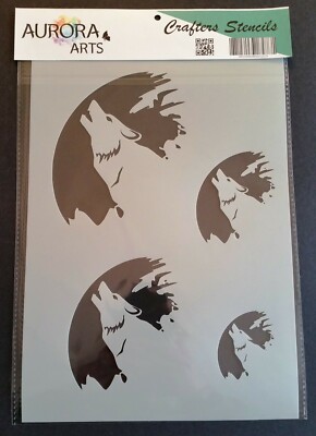 Schablone von Aurora Arts A4 Heulender Wolf 190mic Mylar Bastelschablone 048