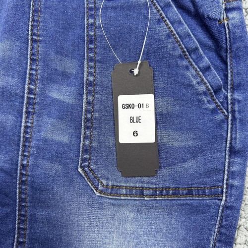 Cutie's Fahion Overall Skirt Girls 6 Blue Denim Built In Shorts Raw Hem - Picture 3 of 9