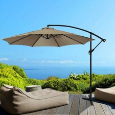 10Ft Outdoor Patio Umbrella W/ Cross Base, Cantilever Umbrella, TAN